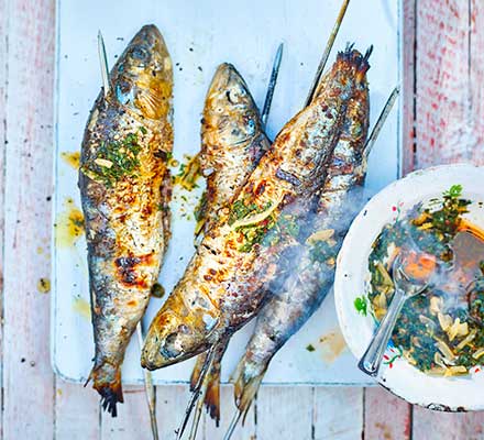BBQ sardines with chermoula sauce - Good Food Middle East