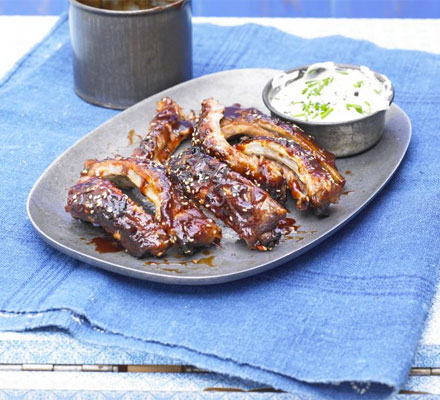 Stickiest ever BBQ ribs with chive dip - Good Food Middle East